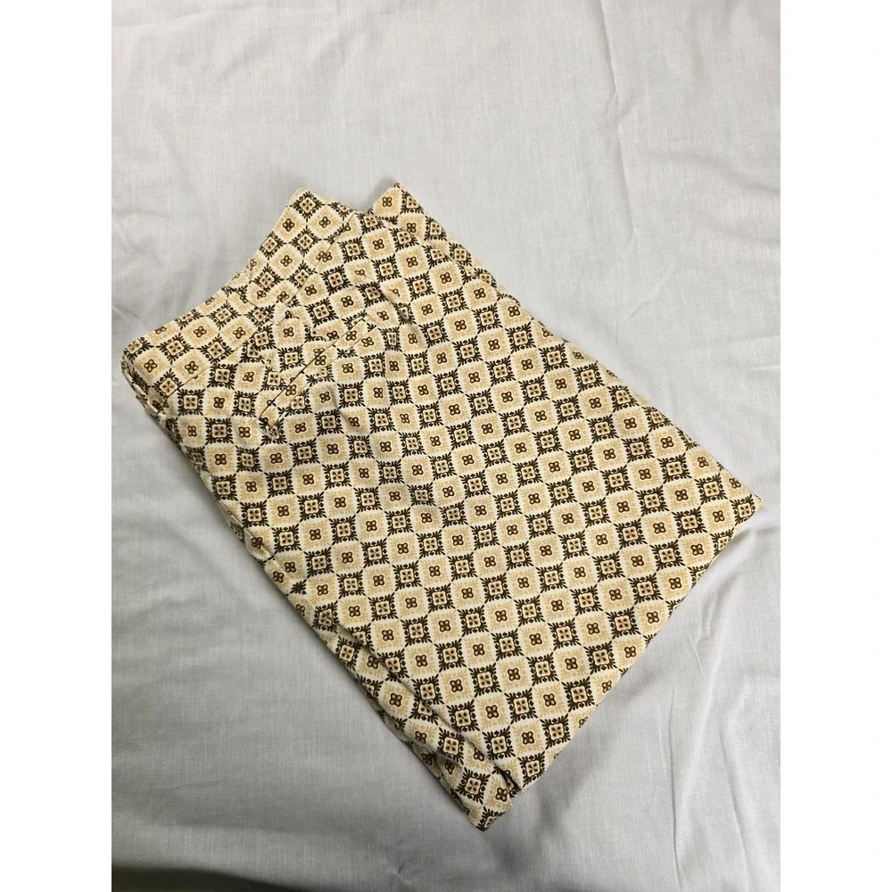 Talbots‎ Capri Pants Womens 10P Brown Tan Geometric Stretch Crop Petite Print
